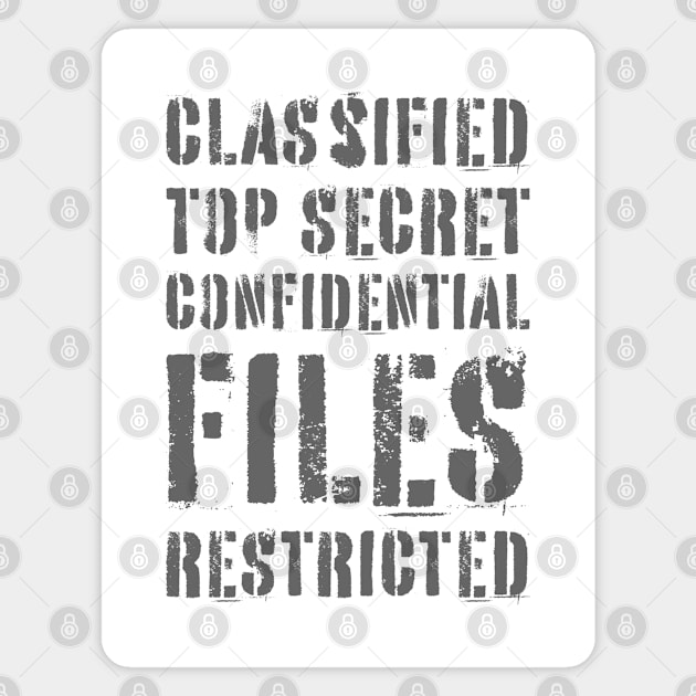 Classified Files Typography Stack (Grey) Magnet by John Uttley